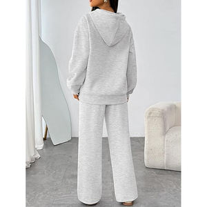 Survêtements décontractés pour femmes en polaire polyester/coton, à manches longues, respirants, à capuche et taille élastique, style automne personnalisé - Product Image 3