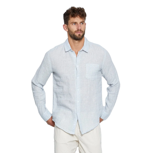 2024 nouveauté hommes séchage rapide 100% coton sergé à manches longues chemise automne vacances mode couleur unie nouveau Style coupe ajustée - Product Image 2