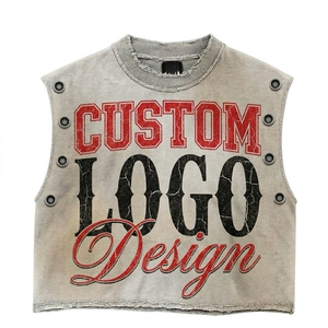 Glory Customised Acid Wash <b>Distressed</b> Printed Tank <b>Top</b> New Trendy Street Wear Style For Unisex Heavyweight Boxy Fit - Product Image 1