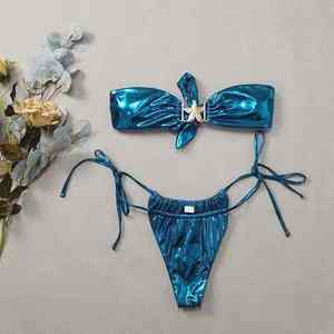 Conjunto de Bikini de Tela Suave, Traje de Baño de Dos Piezas de Primera Calidad para Mujer, Lujoso y Elegante para Tomar el Sol - Product Image 3