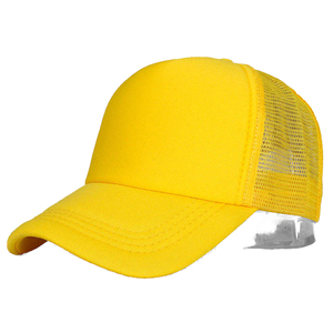 Gorra Trucker de Malla de 6 Paneles Amarilla, Ajustable, de Color Sólido, Estilo Casual de Béisbol para Adultos Unisex, para Primavera y Verano - Product Image 1