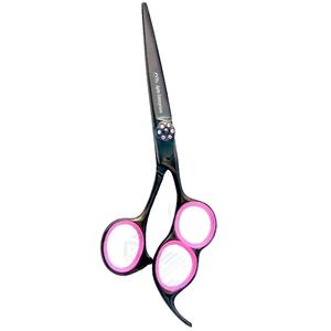 Beauty กรรไกรขนาด5.5นิ้วสีดำดีไซน์ตามหลักสรีรศาสตร์แบบ3รูสำหรับเครื่องมือความงามที่สะดวกสบาย - Product Image 1