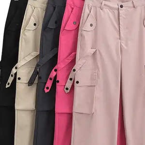 Pantalones Cargo de Cintura Alta con Múltiples Bolsillos, Unisex, Estilo Urbano, Corte Holgado, Casual, Utilitarios, de Pierna Ancha, a la Moda - Product Image 6