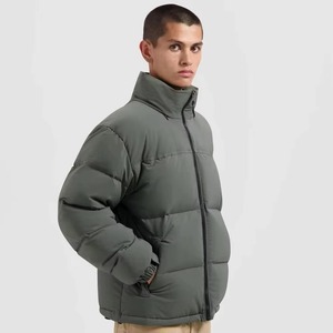 Chaqueta de Invierno para Hombre, Acolchada, de Color Sólido, con Cuello Alto, Cierre de Cremallera, Relleno Grueso de Poliéster, Ropa Casual para Exteriores - Product Image 1