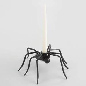 Porte-bougie d'Halloween minimaliste en fer noir, motif araignée, résistant à la chaleur, décoration d'intérieur, support de bougie de table - Product Image 1