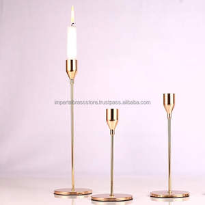 Juego de Portavelas de Pilar en Oro Rosa |   Portavelas de Aluminio Ecológico y Duradero |   Decoración para el Hogar para Bodas y Fiestas de Cumpleaños - Product Image 3