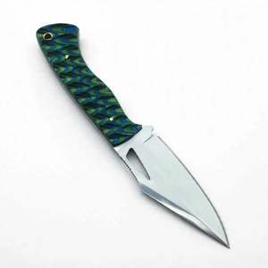 Couteau utilitaire de précision artisanal en acier inoxydable, manche texturé bleu-vert G10 - Product Image 4
