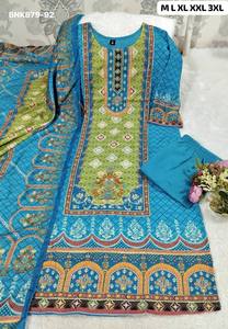 Conjunto de Kurti-Pantalón y Dupatta de Seda Rusa de Excelente Calidad, Nueva Variedad, con Estampado, del Mejor Tejido, Fabricante de la India - Product Image 6