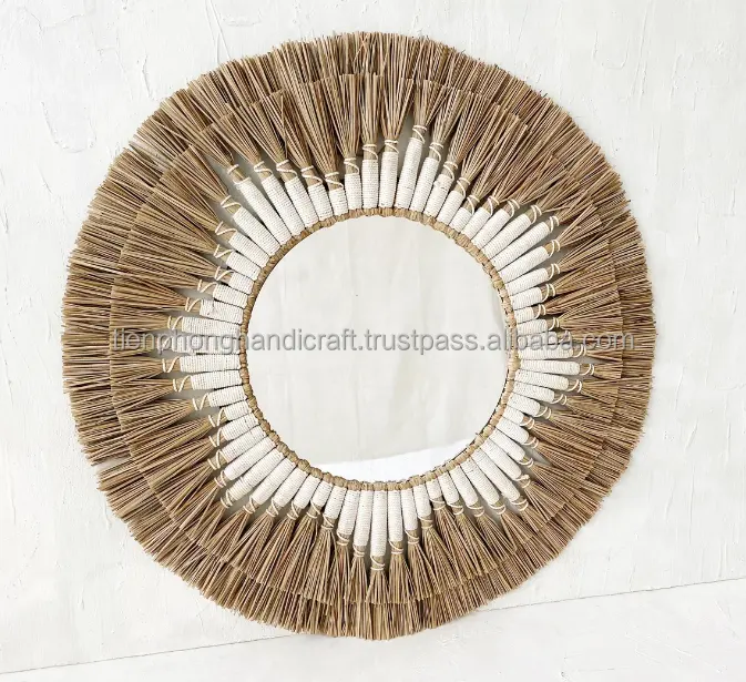 NOUVEAU INTÉRIEUR Miroir décoratif fait main 100% matériaux naturels respectueux de l'environnement | Miroir mural pour salon chambre hôtel