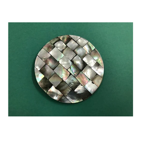 Sous-verres en nacre ronds, motif feuille verte, 300 mm de diamètre, ensemble de sous-verres design uniques en nacre. - Product Image 3