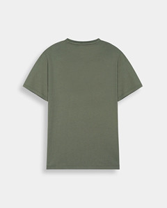 เสื้อยืดพรีเมียมผู้ชายสีเขียวมะกอก ผ้าฝ้ายฟลีซ พาล์ม พาราไดซ์ สไตล์ลำลอง ใส่สบายช่วงฤดูร้อน ทรงหลวม เนื้อผ้านุ่ม ระบายอากาศดี คอกลม แขนสั้น - Product Image 2