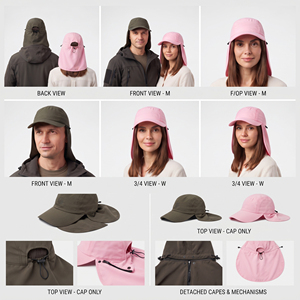 Gorra de béisbol estilo pareja para exteriores con protección solar, gorra con solapa para el cuello a juego, gorra parasol de color liso al por mayor, gorra con solapa para el cuello de corona suave - Product Image 6