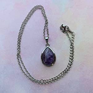 Collar con Colgante de Amatista en Forma de Lágrima, Gema Púrpura, Plata 925, Joyería Vintage de Compromiso Hecha a Mano, Piedra de Nacimiento, NIKHIL GEMS Third - Product Image 4