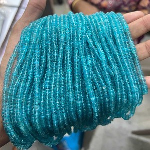 ลูกปัดอะพาไทต์สีฟ้าธรรมชาติจากเจียปุร์เจมเฮาส์ รูปทรงกลมเรียบ ขนาด 3-4 มม. ได้รับการรับรองจาก CMA สำหรับทำเครื่องประดับ จากราชสถาน - Product Image 2