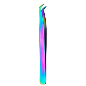 Precision Stainless Steel <b>Eyelash</b> Tweezers Smooth Tip For <b>Eyelash</b> Extension Rainbow Finish - Product Image 1