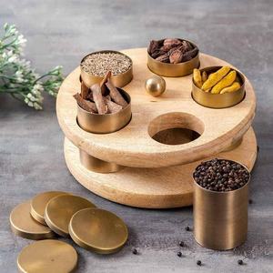 Hot Sale Multipurpose Wooden Handcrafted Round Storage <b>Box</b> for Spices <b>Herbs</b> Tea Coffee and Dry Ingredients Available For Sale - Product Image 3