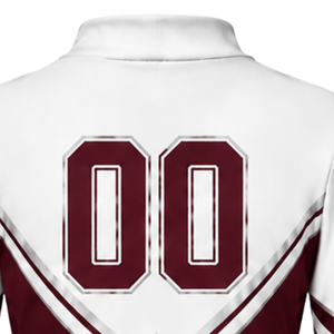 Maillot de cheerleading sublimé blanc bordeaux à manches longues – Tenue de sport athlétique pour l'entraînement, la pratique et la compétition - Product Image 4