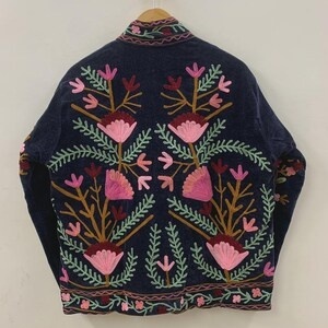 Trending Suzani Velvet Jacket Handcrafted Floral Embroidered Winter <b>Coat</b> Bohemian Custom Suzani Jacket - Product Image 3
