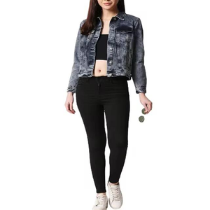 <b>Women</b> Denim Jacket Vintage Washed Blue Casual Stylish Fashion <b>Coat</b> Custom Apparel with custom size and logo OEM - Product Image 4