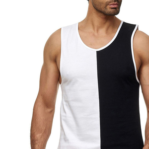 <b>Men's</b> Solid Knitted Tank Top O-Neck Casual Sleeveless <b>Vest</b> 100% Cotton Breathable <b>White</b> Black - Product Image 4