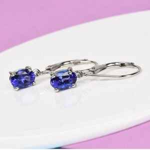 Pendientes de Tanzanita en Plata de Ley, Corte Marquesa, Solitario Dorado, Gema Azul Violeta, Piedra de Nacimiento de Diciembre, Regalo para Fiesta - Product Image 2