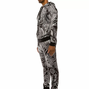 Conjunto Deportivo con Capucha para Hombre, Estampado Paisley, 100% Poliéster, Cierre Completo con Cremallera, Casual, Transpirable, Corte Regular - Product Image 5