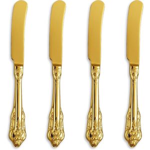 Splendido Set di 4 Coltelli da Cena in Acciaio Inossidabile 18/10 da 17,5 cm e Spalmaburro Dorati - Product Image 1