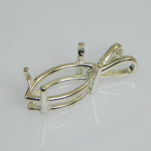 Plata de Ley 925 Ecológica, Estilos Personalizados, Montura de Colgante Marquise de 4 Puntas, 12x6mm, Engaste Preperforado para Cabujón, Joyería - Product Image 1