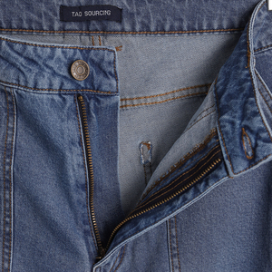 Jean cargo en denim de coton délavé enzymatiquement coupe droite pour homme, décontracté, plusieurs poches, lavable, printemps-automne, OEM - Product Image 5