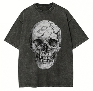 Nouveau T-shirt personnalisé imprimé délavé à l'acide, couleur unie violet, coupe oversize et carrée pour hommes - Product Image 1