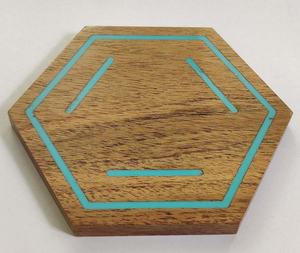 Sous-verre à thé hexagonal en résine de bois d'acacia de haute qualité Design classique meilleure finition polonaise pour la décoration de la maison sous-verre de tasse personnalisé - Product Image 3