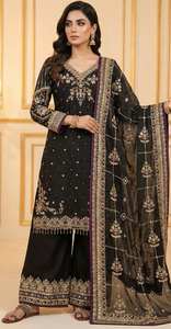 Elegant A-Line Velvet Salwar Kameez Floral Embroidery <b>Indian</b> Pakistani Style Ready-Made Wedding Diwali Party Dress <b>Ladies</b> Modern - Product Image 3