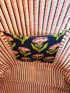 Bohemian Quilted Cotton Tote <b>Bag</b> <b>Navy</b> Floral Print Open Top Shoulder Handbag Lightweight Cotton Tote Vintage Floral Tote <b>Bag</b> - Product Image 4