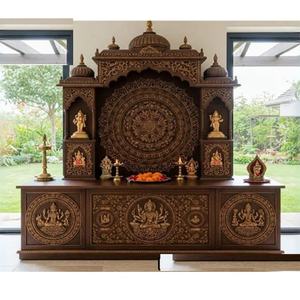 Temple en bois massif de qualité supérieure pour salle de prière, temple hindou sculpté sur mesure, temple de prière Swaminarayan élégant, Malaisie - Product Image 1