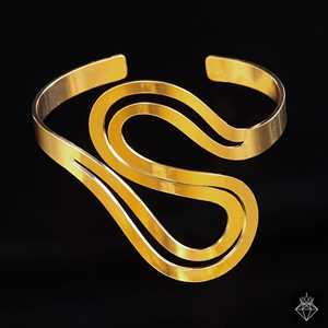 Conjunto de pulsera y anillo chapado en oro PRAO, joyería de moda curvada antideslustre - Product Image 4