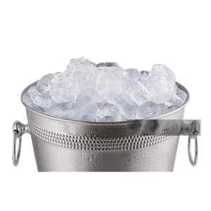 Modern Tapered Metal <b>Ice</b> <b>Buckets</b> Feature Two Hanging Ring Side Handles Elegant Dotted Bands And A Textured Matte Finish - Product Image 6