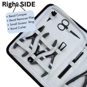 Kit complet d'outils professionnels en acier inoxydable pour extensions de cheveux : micro-perles, pince à bandes, coupe-bandes, crochet, peigne, aiguille, ciseaux - Product Image 5