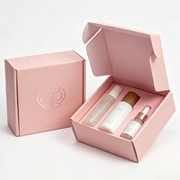 Boîte cadeau cosmétique rose de luxe, logo personnalisé, emballage en carton ondulé rigide, éponge, design écologique portable pour ensemble de soins de la peau