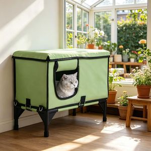 Cuccia Riscaldata Moderna per Gatti da Interno ed Esterno, Villa per Animali Domestici Rettangolare con Motivo Solido, Forniture Alla Moda ed Eleganti per Piccoli Animali - Product Image 5