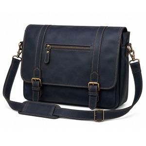 Bolso Mensajero de Cuero Genuino para Hombre, Estilo Vintage, Bandolera con Múltiples Compartimentos para Negocios, Trabajo y Viajes - Product Image 1