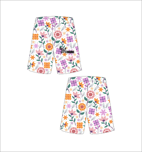 Pantalones Cortos de Baloncesto Blancos Personalizados con Estampado Floral en Morado, Rosa y Naranja, Ropa Deportiva Ligera y Transpirable de Malla para Entrenamiento - Product Image 1