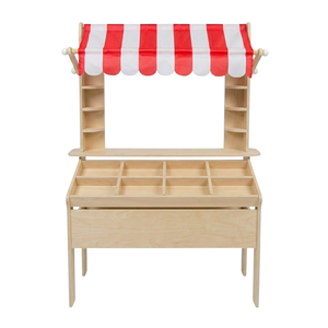 Children Wooden Grocery Store Play Stand with Display Shelves Educational Role Play Toy Stall Wholesale - Product Image 1