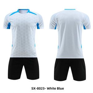 Uniforme de Fútbol para Hombre SX-8023, Blanco y Azul, Impresión Sublimada, Transpirable, de Poliéster, Manga Corta, Corte Atlético - Product Image 6