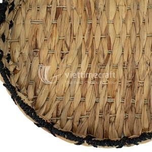 Durable Water Hyacinth <b>Woven</b> Tray with <b>Black</b> Trim, Rustic Breakfast and Serving <b>Basket</b>, Handmade Decorative Tray Wholesale - Product Image 5