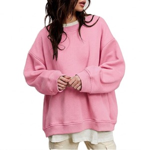 Sudadera de punto de lana extragrande informal para mujer, con hombros caídos, diseño frontal personalizado con apliques, venta al por mayor - Product Image 3