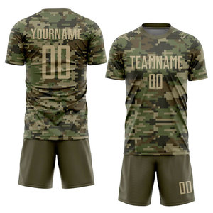 Uniforme de Fútbol Personalizado con Estampado de Camuflaje Vegas Gold-Olive por Transferencia Térmica, Jersey de Alta Calidad y Transpirable - Product Image 1
