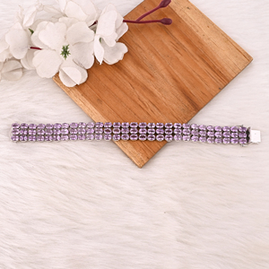 Premium 925 Sterling Silver Natural Amethyst Tennis <b>Bracelet</b> Luxury Gemstone Jewelry Unisex - Product Image 2