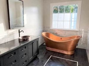 Bañera de Cobre Independiente Rectangular con Tapa, Bañera Duradera y Ecológica para Adultos, para Baño - Product Image 6