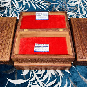 กล่องไม้ทรงสี่เหลี่ยมรักษ์โลกสำหรับเก็บเครื่องประดับและของขวัญ-ภายในนุ่มนวลสำหรับของที่บอบบาง เหมาะสำหรับเทศกาลคริสต์มาสและตรุษจีน วางบนโต๊ะได้ - Product Image 1