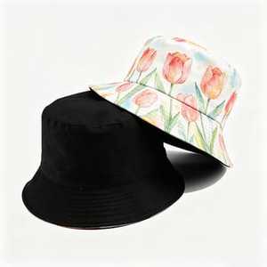 Chapeau Bob Unisexe Imprimé Floral en Toile de Coton Décontracté Printemps-Été 56-58CM Adulte - Product Image 4